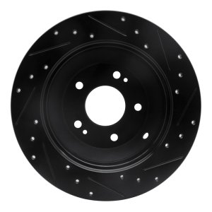 Hyundai Santa Fe Brake Rotor (1) - Rear Left - R1 Concepts - Drilled & Slotted - Black - `10-`21